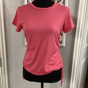 Velvet Pink Fitted Ruched T-Shirt